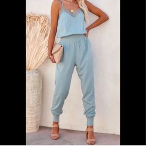 VICI | Kaylie Pocketed Lace Cami Jumpsuit